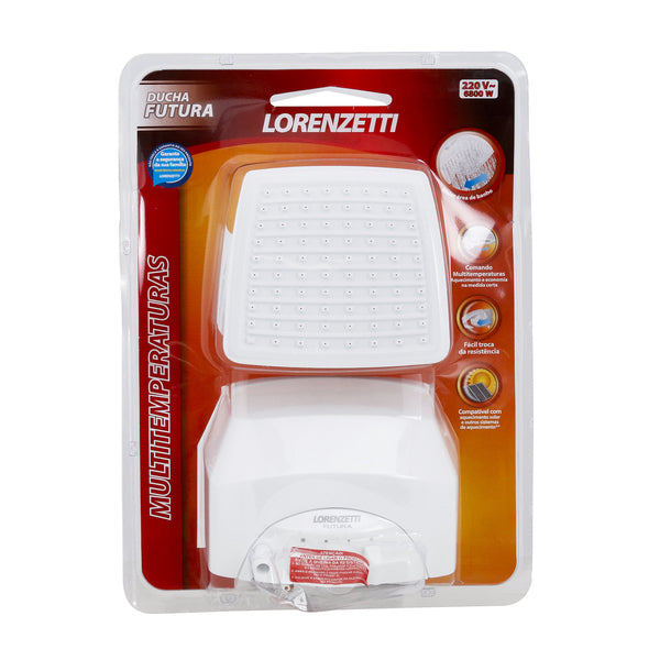 Chuveiro Elétrico Lorenzetti Futura Quadrado 6800W 220V Branco Multitemperatura