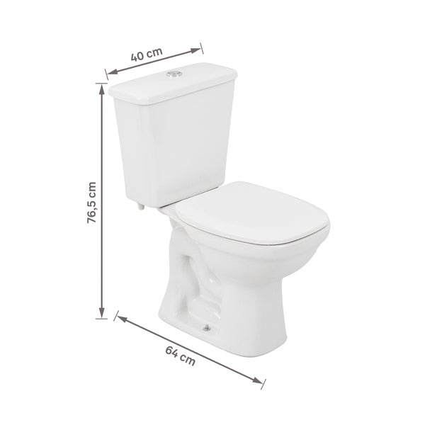 Vaso Sanitário com Caixa Acoplada e Assento Branco Duplo Acionamento 3/6L Saída Vertical Mariana Icasa